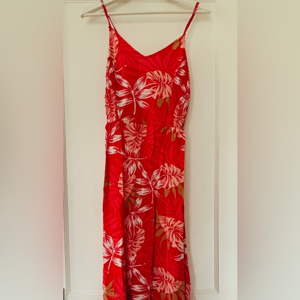 Roxy Red and White Tropical Floral dress Size XS